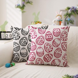 DFXSZ Easter Pillow Covers 18x18 Set of 2 Easter Egg Decor for Throw Pillows Covers Spring Farmhouse Pillow Covers Decor Couch Living Room TH137B18