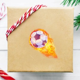 Football Stickers Self-Adhesive Sports Ball Sticker Flame Football Theme Party Decor Envelope Gift Bag Seal for Sports Party Supplies, Football Team Gift, Birthday Parties 5"