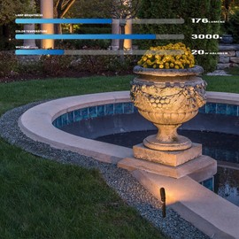 GOODSMANN Low Voltage Landscape Flood Lights 1PK 20W Halogen 176 Lumen Outdoor Spotlight 3000K Warm White Replaceable MR11 Bulbs Outside Hardwired Lighting with Metal Stakes Cable Connectors