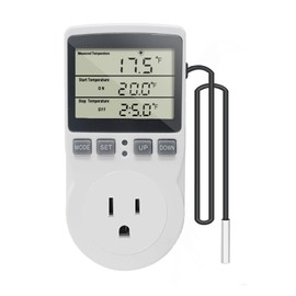 KETOTEK KETOTEK Digital Thermostat Outlet Plug Temperature Controller Outlet Socket 120V Heating Cooling Control 110V 15A Celsius Fahrenheit Display White