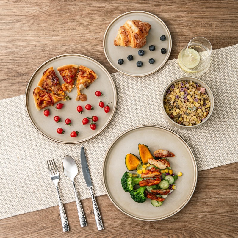 AmorArc Ceramic Dinnerware Sets, Handmade Reactive Glaze Stoneware Plates and