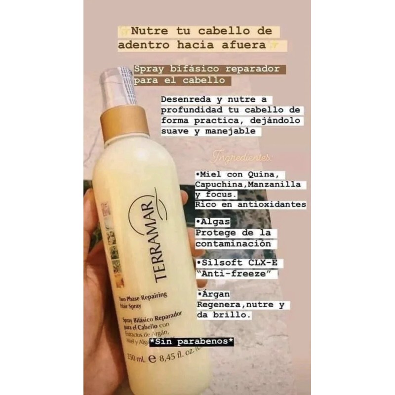 Terramar Spray Bifásico para el Cabello con Extractos de Argán.