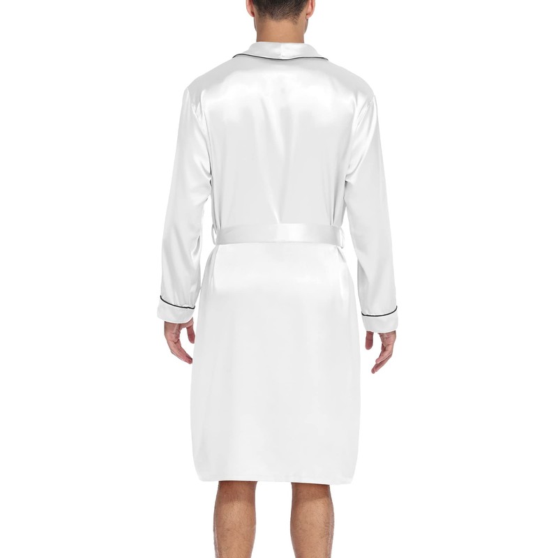 SWOMOG Men's Silk Satin Bathrobe with Shorts Set Pocket Front