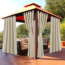 BONZER Waterproof Outdoor Curtains for Patio Gazebo Pergola Balcony - Thermal Insulated Sunlight Blocking Grommet Blackout Curtains for Bedroom Living Room,1 Panel, 70W x 95L inch, Cream