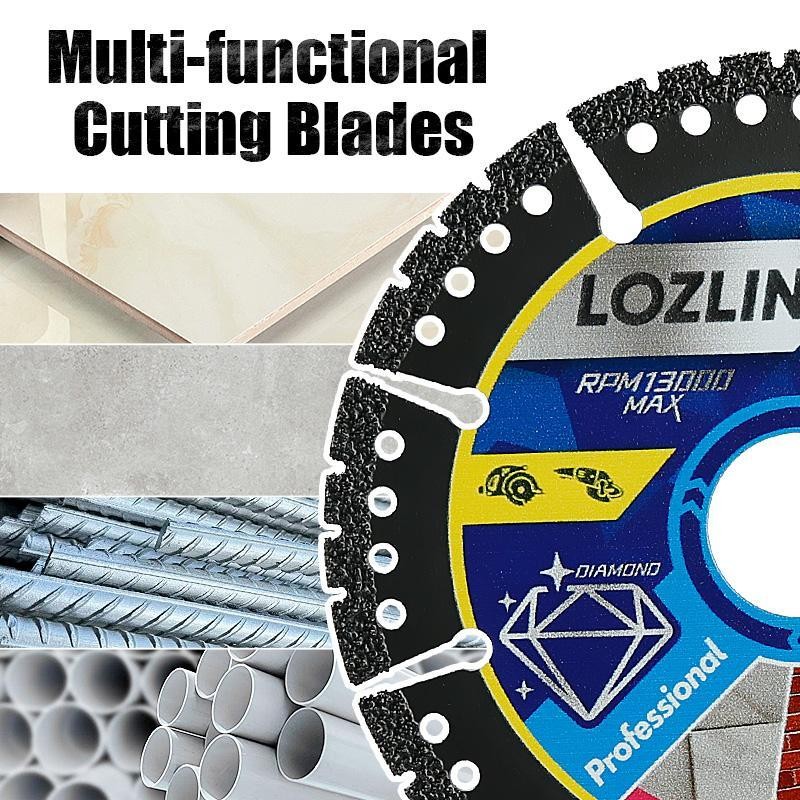 LOZLIN 3PCS 4.5" Multi-Material Cutting Blades - Dry Cut Metal,