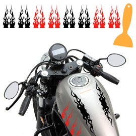8Pcs Flame Reflective Sticker for Car, Flame Graphics Car Body Side Stickers, Flame Racing Sports Stripe Decal,Racing Flame Decal DIY for Off-Road Vehicle Skateboard Motorcycle, Black, Red