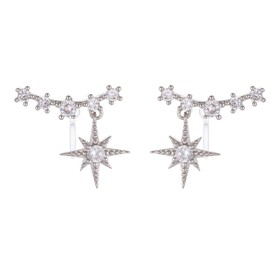 ONNFMH Gorgeous Star CZ Non-Allergy Non Hole Earrings, Resin Silver Cubic Zirconia