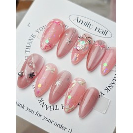 Laura [Handmade Nail Tips] Emily Nail - Short Almond / 로라 [수제네일팁] 에밀리네일 - 숏아몬드