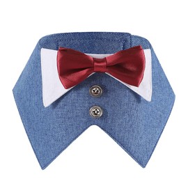 Dog Tuxedo Dog Suit Dog Wedding Bandana Collar with Bow Tie (Blue, X-Large)