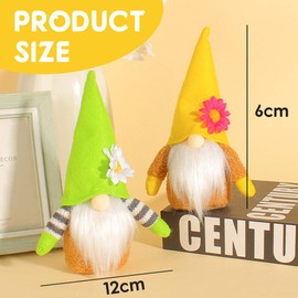 Small Flowers Gnome Set of 2 Spring Gnome Figures Flower Decoration Handmade Scandinavian Tomte for Party Farmhouse Home Table Decoration