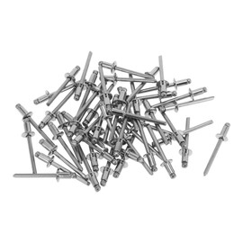 Motoforti Dome Head Large Flange Blind Rivets 5mm Grip Diameter 8mm Grip Length 9.35mm Flange Diameter Stainless Steel Silver Tone 50 Pcs