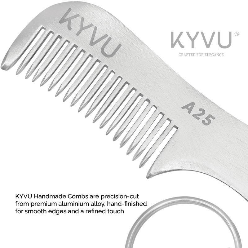KYVU A25 Metal Moustache & Beard Comb with Keyring for