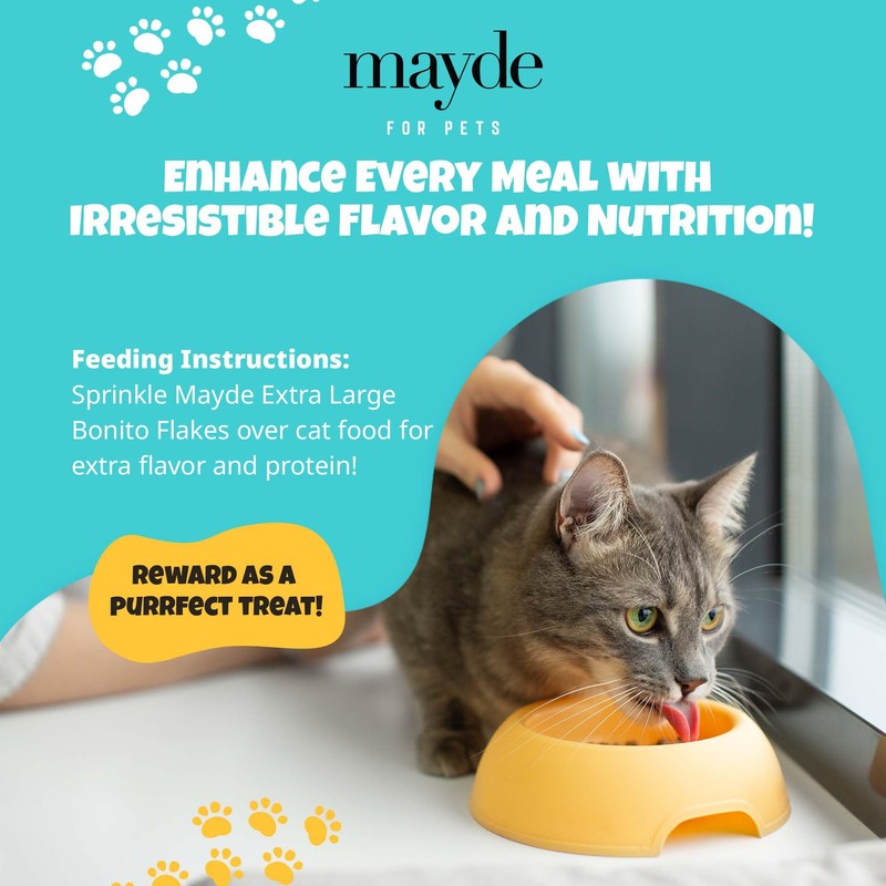 Mayde Bonito Flakes for Cats & Dogs, All-Natural High-Protein Treats,