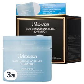JM Solution Water Glow SOS Ringer Hydration Moisturizing Toner Pads 150ml, 3 Packs, 100 Sheets / 제이엠솔루션 물광 에스오에스 링거 수분 보습 토너 패드 150ml, 3개, 100매입
