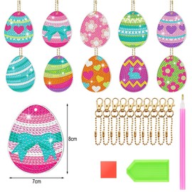 Wishstar 5D Diamond Painting Set Easter, 10 Pieces Easter Egg Diamond Painting Keyring, DIY Easter Diamond Painting, Diamond Painting Kits Easter Egg, Easter Children, DIY Craft Gifts Gift