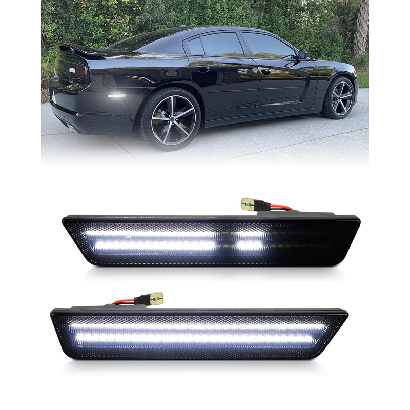 PWOBVZ Dynamic White LED Rear Side Marker Lights for 2008-2014