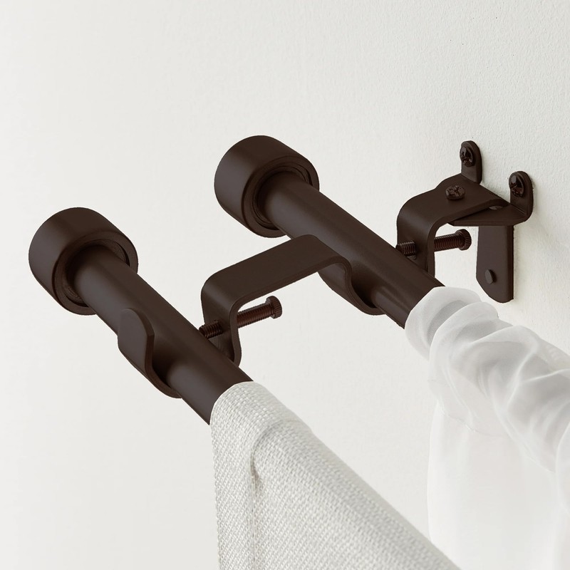 SatoriHome Double Rod Curtain Brackets, Set of 3 – Bronze