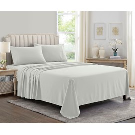 Yamel Home - King Size Bed Sheet Set - Luxurious Feeling - 2000 - Breathable & Cooling Sheets- Deep Pockets fit up to 16'' - Wrinkle Free - Supreme Collection - Silver, King Size