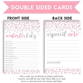 Pink & Silver Twinkle Little Star Girl Baby Wishes Cards 20, 4"x6" - Great Keepsake and Fun Activity for Baby Showers - Wishes for Baby Keepsakes Last Generations - Fill-In, Double-Sided Cards