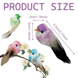 BSITSSS Pack of 6 Decorative Birds with Clip, Decorative Birds, Artificial Feather Birds, Feather Bird Model, Mini Bird Decorative Figure, Miniature Ornaments, Wedding Decoration