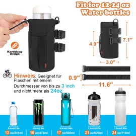 Desing Wish 2 x 24 oz bottle holder, bicycle drink holder, without screws, water bottle holder, bicycle bottle holder, drinks holder, water bottle holder with mesh pocket