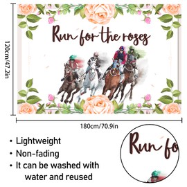 Run for the Roses Backdrop Banner Decor White – Rose Flower Kentucky Derby Party Theme Decorations for Horse Racing Supplies
