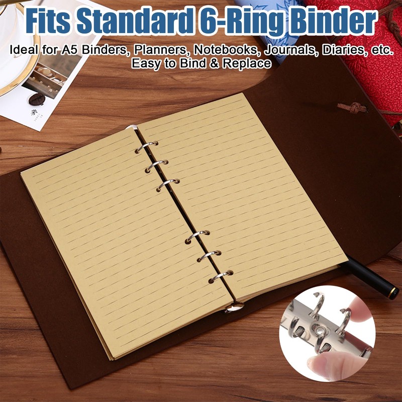 3 Packs A5 Refill Paper Lined, 135 Sheets 6 Holes