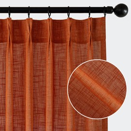 MIULEE Pinch Pleated Terracotta Linen Curtains 108 Inches Long 2 Panels for Bedroom Living Room, Burnt Orange Linen Textured Window Drapes Back Tab Hooks Semi Sheer Light Filtering Rust Boho Fall