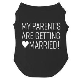 My Parents are Getting Married Dog Tee Shirt | Sleeveless | Wedding Photo Prop | Bridal Shower | Engagement Announcement (Black, Medium 58)