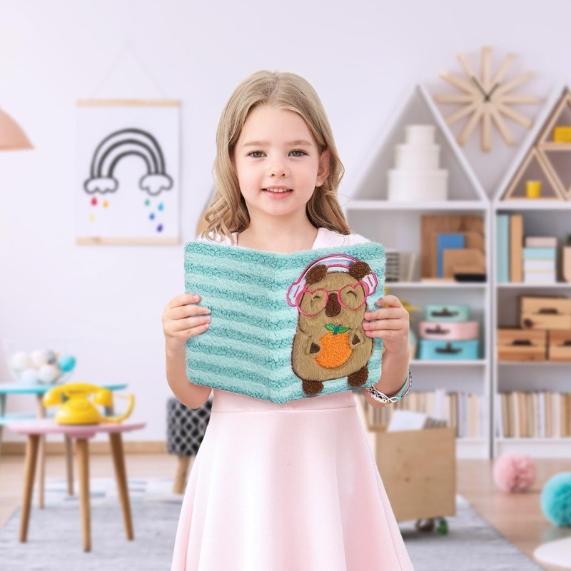 WERNNSAI Water Pig and Orange Plush Notebook for Kids