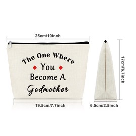 Godmother Gifts Cosmetic Makeup Bag Mothers Day Birthday Gifts for Godmother Makeup Bag Godmother to Be Gifts Godmother Announcement Gift New Godmother Gift Baptism Gift Cosmetic Travel Pouch