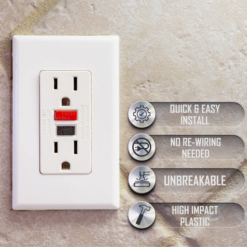 TayMac A54W Allure Nonmetallic Wallplate with Different GFCI Insert, White