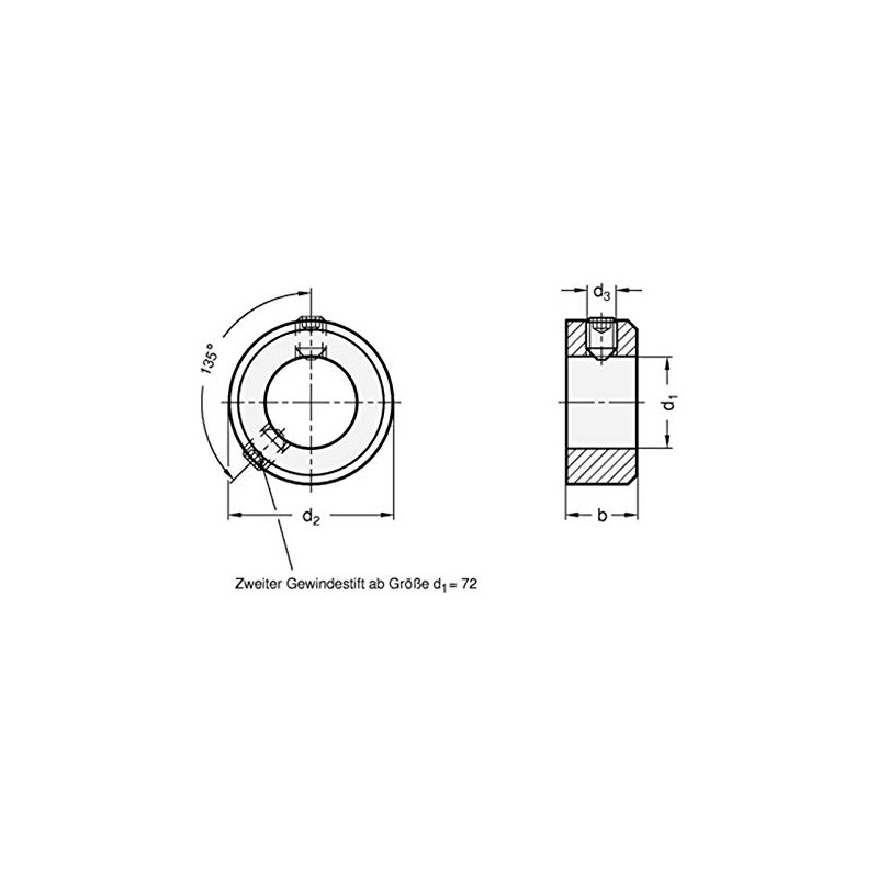 Adjusting rings, galvanised steel d1 = 12 mm / d2