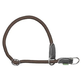 Leisegrün Adjustable Retriever Collar for Dogs Made of Nylon with Pull Stop, Derby Model, Brown, Size: L