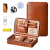 WANTHER Leather Cigar Case, Travel Humidor Holds 6 Cigars, Brown