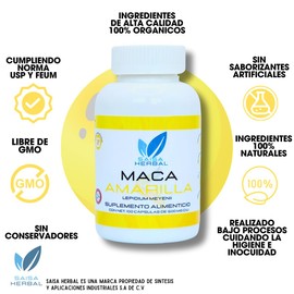 Maca Amarilla Orgánica 100% Pura Con 100 Cápsulas Calidad Premium