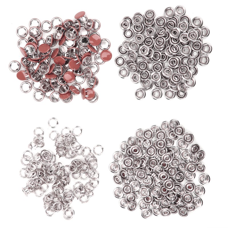 100 Set Snap Button Colorful Brass Prong Press Stud Sewing