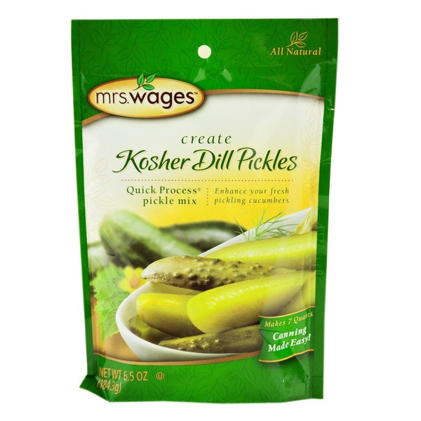 Mrs. Wages Kosher Dill Pickle Canning Seasoning Mix, 6.5 Oz. Pouch (Pack of 4)
