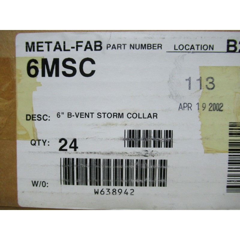Metal-Fab 24 METAL-FAB 6" B-Vent Galvanized Storm Collars 6MSC Full