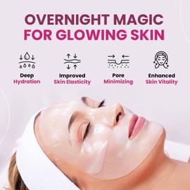 Overnight Collagen Face Mask, Hydrogel Sheet, Low Molecular Collagen Mask Overnight, Glass Skin, Hydrating Face for Elasticity, 34g*4ea, Skincare