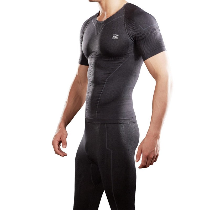 LP SUPPORT AIR Menâs Short Sleeve Compression Workout top Dark