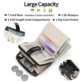 GAEKEAO Purses for Women Small Ladies Purse Cute Leather Bifold Compact Womens Wallet RFID Blocking with Zipper Pocket ID Window