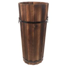 ABOOFAN Wooden Umbrella Stand for Entryway Rustic Umbrella Holder Freestanding Cane Stand Decorative Umbrella Rack Tall Basket Flower Vase for Laundry Bathroom