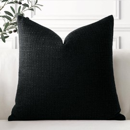 Artscope Linen Cushion Covers Set of 1 Decorative Square Pillowcase Pillow Cover 18x18 Inch for Home Decor Sofa Bedroom Car 45x45cm Black