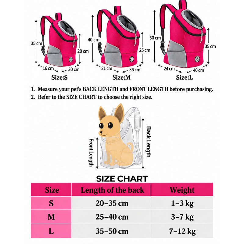Breathable Dog Carrier Backpack for Travel – Adjustable Double-Shoulder Pet