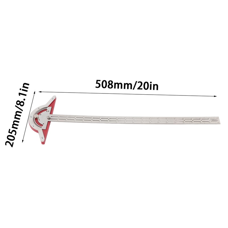 Edge Rule Protractor Aluminum Alloy T Square Woodworkers Edge Ruler