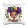 Little Miss Mardi Gras Fleur-de-lys Purple Bow Coquette Throw Pillow