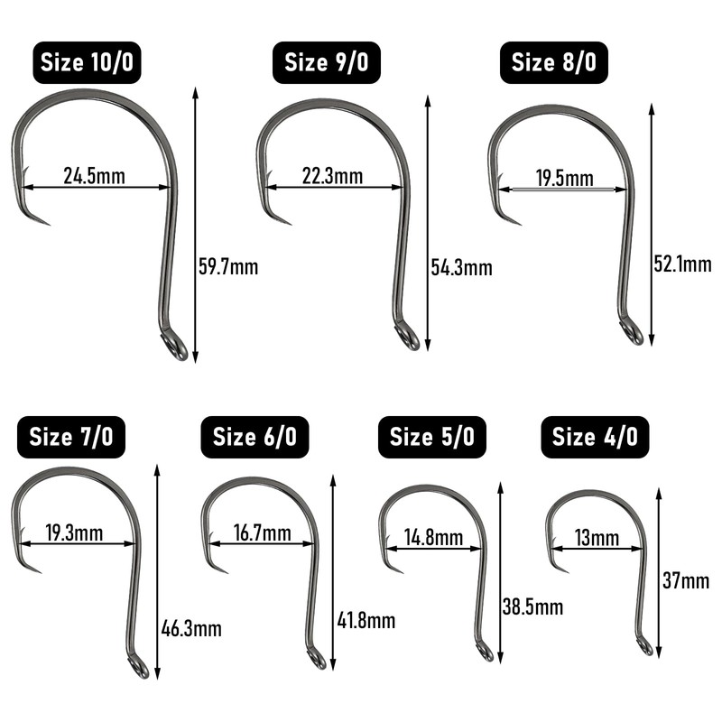 Alwonder 50 Pack Circle Hook Live Bait Hook Black Nickel