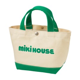 Mikihouse 10-8227-686 Web Exclusive Tote Bag, Logo, Canvas, Plain, Made in Japan, Boys, Girls, Babies, Kids, Children's Clothes, Adults, Ladies, Mama Bag, green