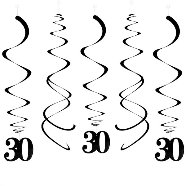 CC wonderland zone Pack of 20 Black 30th Birthday Swirl